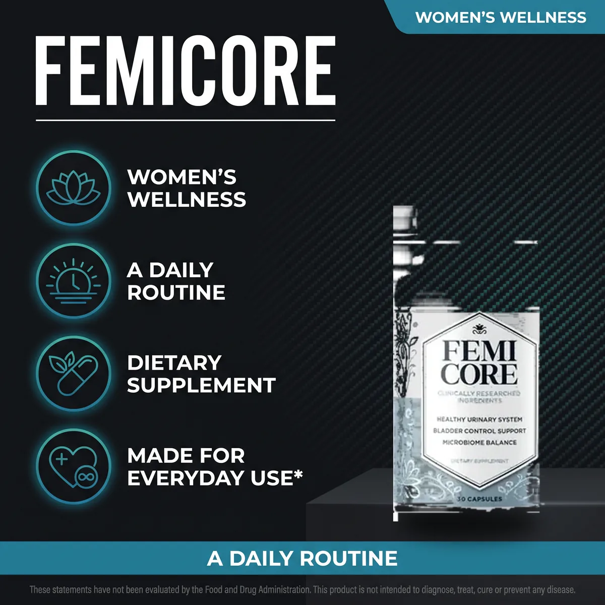 FemiCore women&rsquo;s wellness capsules: a simple daily dietary supplement made for everyday use